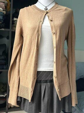 Gap Tan Cotton Button Up Cardigain sz L
